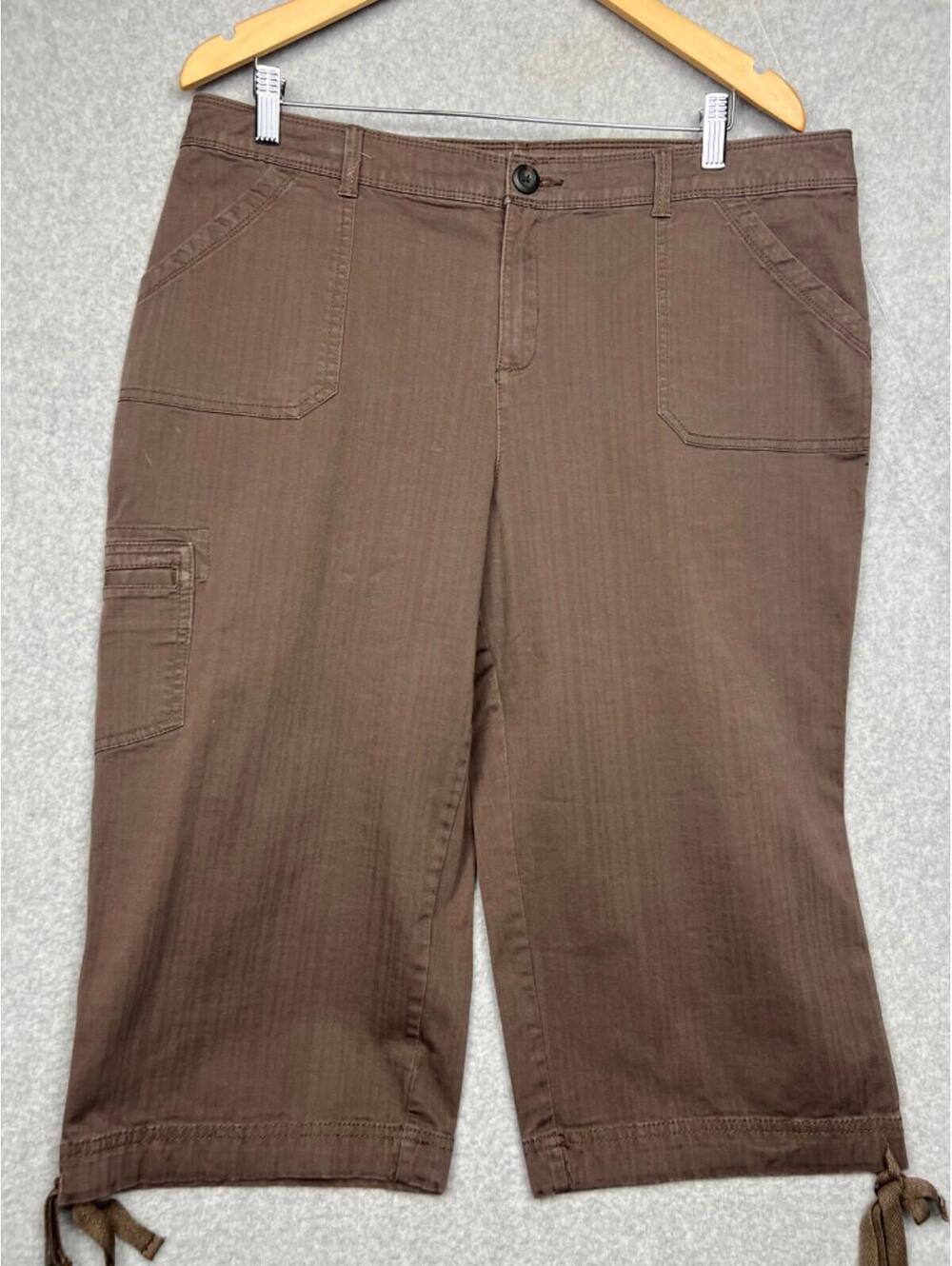 Y2k 90s Croft&Barrow Crop Stretch Capri Cargo Pants Womens Sz 16 Summer Casual
